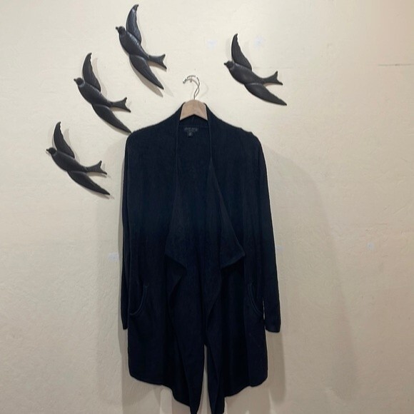 Barefoot Dreams CozyChic Lite Island Wrap Open Cardigan ~ Black - Size - S/M - Picture 5 of 11
